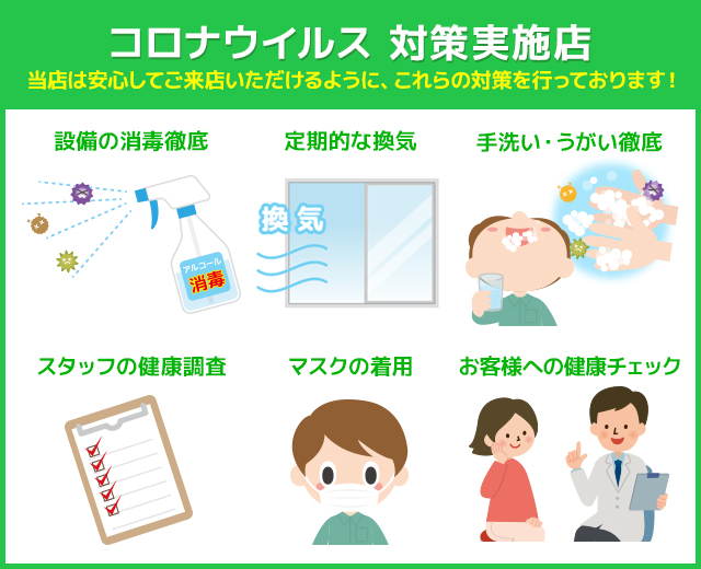 コロナウイルス対策実施店